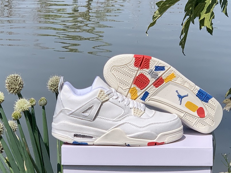 Air Jordan 4 Canvas White Colorful Shoes - Click Image to Close